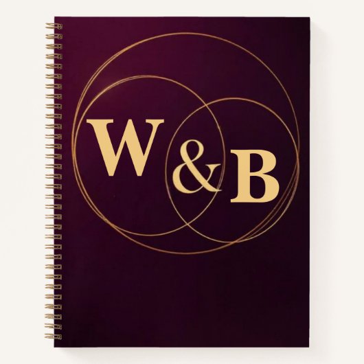 Modern Burgundy Geometric Frame Cover ノートブック (正面)