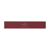 Modern Burgundy Golden Leaflet Monogram  招待状ベリーバンド (フラット)