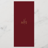 Modern Burgundy Golden Leaflet Monogram Flat Menu メニュー (裏面)