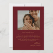 *Modern Burgundy Golden Leaflet Monogram Wedding サンキューカード (裏面)