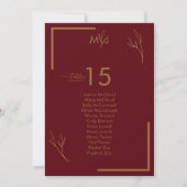 Modern Burgundy Guests Seating List Table Number 招待状 (正面)