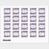 Modern Burgundy Lavender Dusty Blue Floral White スクエアシール (シート)