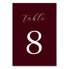 Modern Burgundy Minimalist Wedding  テーブルナンバー