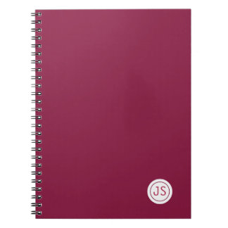 Modern Burgundy Monogram ノートブック