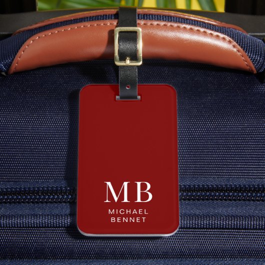 Modern Burgundy Monogram ラゲッジタグ (正面インサイチュ2)