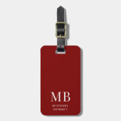 Modern Burgundy Monogram ラゲッジタグ (正面縦)