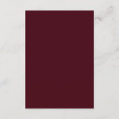Modern Burgundy Monogram Minimalist Wedding エンクロージャーカード (裏面)