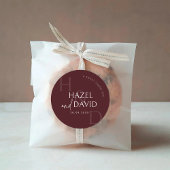 Modern Burgundy Monogram Minimalist Wedding ラウンドシール