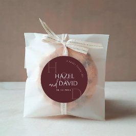 Modern Burgundy Monogram Minimalist Wedding ラウンドシール