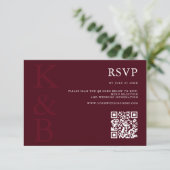 Modern Burgundy Monogram Minimalist Wedding 出欠カード (スタンド正面)