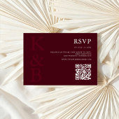 Modern Burgundy Monogram Minimalist Wedding 出欠カード