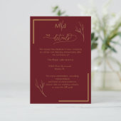 Modern Burgundy  Monogram Wedding Details エンクロージャーカード (スタンド正面)