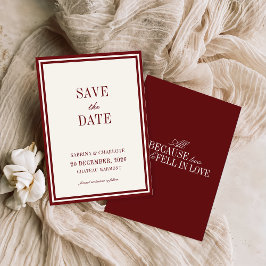 Modern Burgundy Old Money Wedding Save The Date セーブザデート