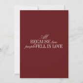 Modern Burgundy Old Money Wedding Save The Date セーブザデート (裏面)
