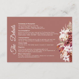 Modern Burgundy QR Code Wedding Details  エンクロージャーカード