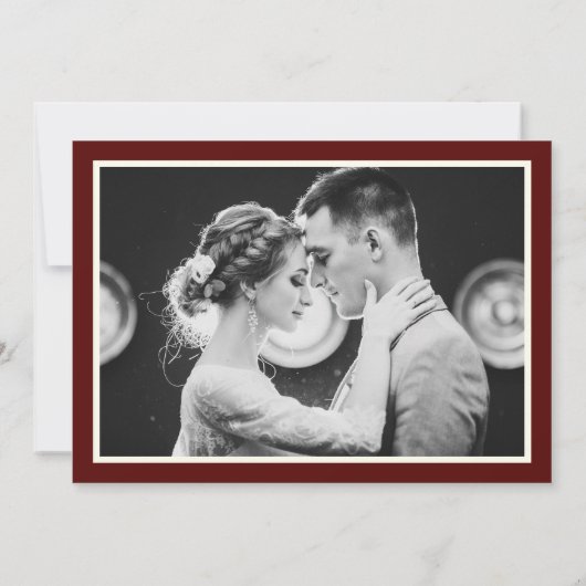 Modern Burgundy QR Code Wedding Thank You Card 招待状 (裏面)