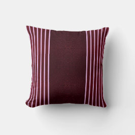 Modern Burgundy Reptile Skin & Stripe  クッション