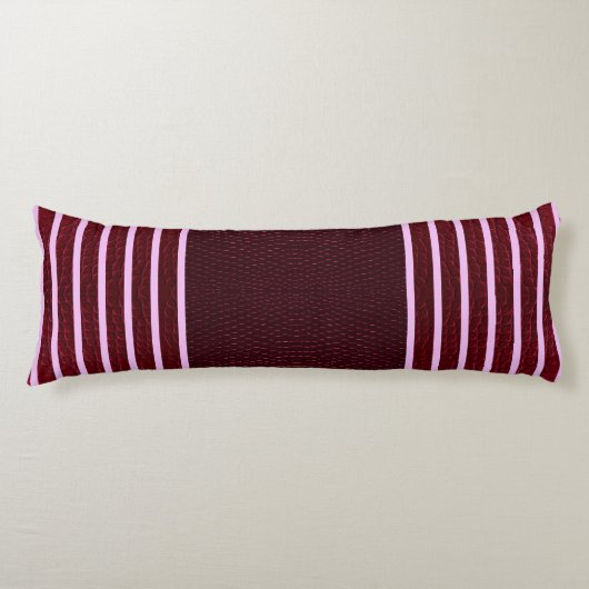 Modern Burgundy Reptile Skin & Stripe  ボディピロー (正面)
