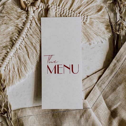 Modern Burgundy Retro Whimsical Fun Wedding メニュー