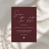 Modern Burgundy Save the Date 招待状