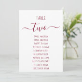 Modern Burgundy Script White Seating Chart Card (スタンド正面)