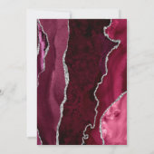 Modern Burgundy Silver Agate Teal Blue Wedding 招待状 (裏面)