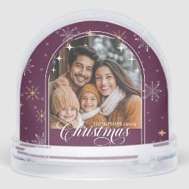 Modern Burgundy Snowflake Christmas Photo