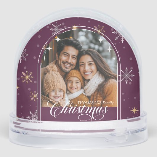 Modern Burgundy Snowflake Christmas Photo (裏面)