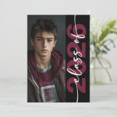 Modern Burgundy Typography Grad Announcement 招待状 (スタンド正面)