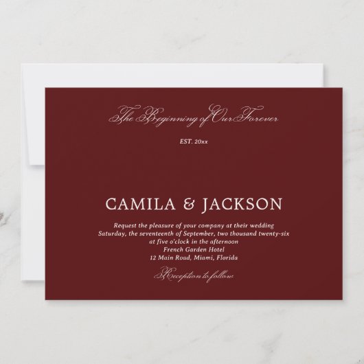 Modern Burgundy Wedding  招待状 (正面)