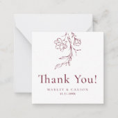 Modern Burgundy Wedding Budget Thank You ノートカード (正面)