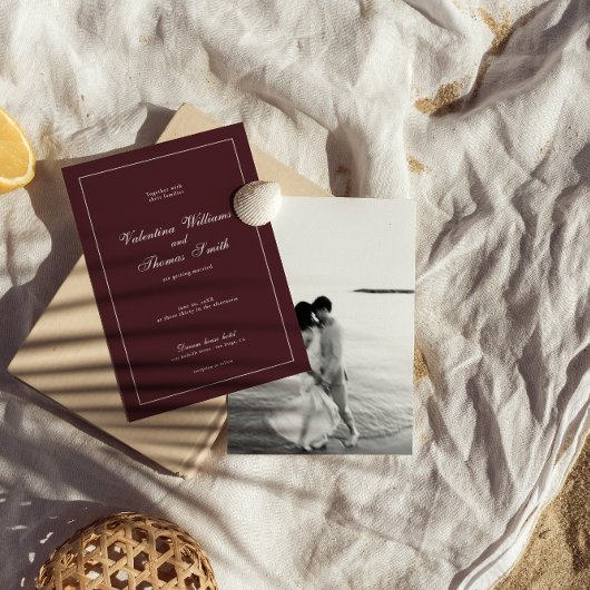 Modern Burgundy Wedding Invitation 招待状