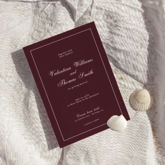 Modern Burgundy Wedding Invitation 招待状
