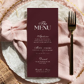 Modern Burgundy Wedding Menu