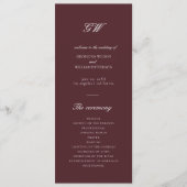 Modern Burgundy Wedding Program プログラム (正面)