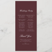 Modern Burgundy Wedding Program プログラム (裏面)