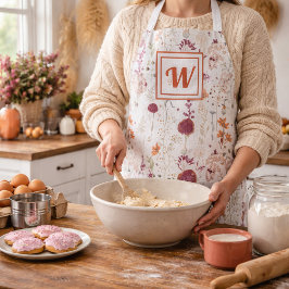 Modern Burgundy Wildflowers | Elegant Boho Floral  エプロン