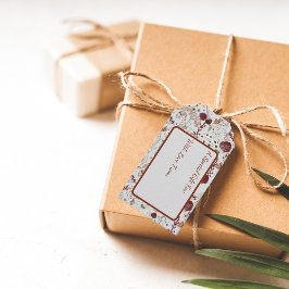 Modern Burgundy Wildflowers | Elegant Boho Floral  ギフトタグ