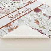 Modern Burgundy Wildflowers | Elegant Boho Floral シェルパブランケット (3/4)
