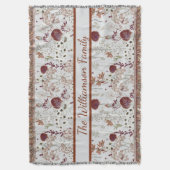 Modern Burgundy Wildflowers | Elegant Boho Floral  スローブランケット (正面縦)