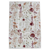 Modern Burgundy Wildflowers | Elegant Boho Floral  ミディアムペーパーバッグ (裏面)