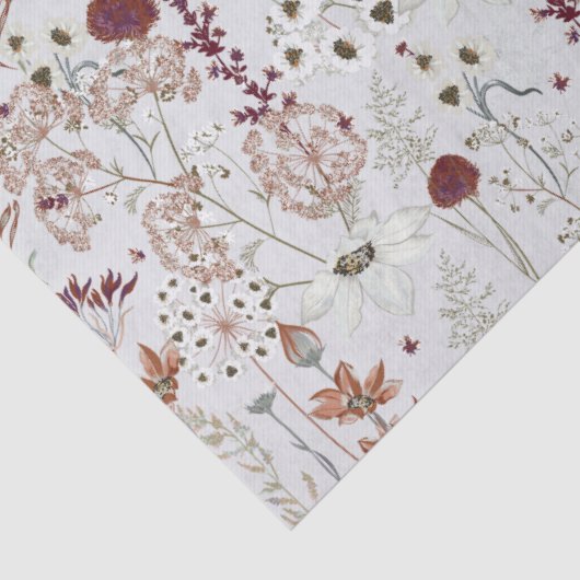 Modern Burgundy Wildflowers | Elegant Boho Floral 薄葉紙 (詳細)