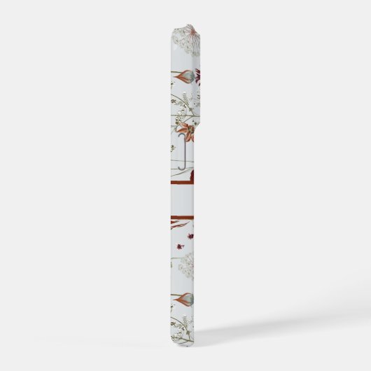 Modern Burgundy Wildflowers | Elegant Boho Floral  iPhoneケース (右側面)
