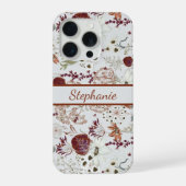 Modern Burgundy Wildflowers | Elegant Boho Floral iPhoneケース (裏面)