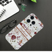 Modern Burgundy Wildflowers | Elegant Boho Floral  iPhoneケース