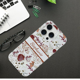 Modern Burgundy Wildflowers | Elegant Boho Floral  iPhone 15 Proケース
