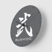 Modern BUSHIDO 武 Kanji Samurai Spirit Wall Clock ラウンド壁時計 (傾斜)