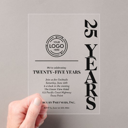 Modern Business 25th Anniversary Logo アクリル招待状 (インサイチュ (ポータブル))