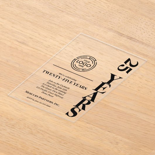 Modern Business 25th Anniversary Logo アクリル招待状 (レイダウン)