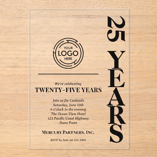 Modern Business 25th Anniversary Logo アクリル招待状 (正面)